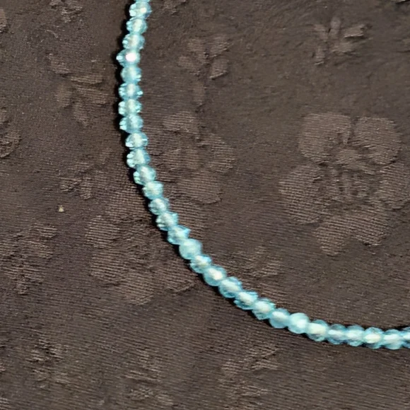 Delicate Genuine Sky Blue Topaz 2 mm Faceted Beaded Bracelet 925 Sterling Silver - Picture 9 of 13